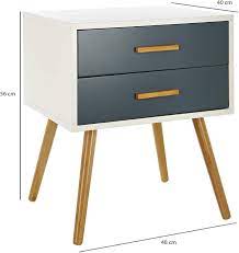 lomos table de chevet odin en bois blanc avec deux tiroirs dans un ton gris moderne amazon fr modern bedside table modern white bedside table bedside table
