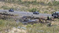 Vehicle sparks brush fire on I-40 near Kingman