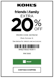 Friends And Family Take An Extra 20 Percent Off Promo Code Buynow Barcode 848275832193811 Pin 5666 Expir Kohls Coupons Kohls Printable Coupons Store Coupons