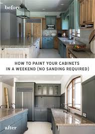 Check out before and after painted cabinets kitchen makeover idea. How To Paint Your Cabinets In A Weekend Without Sanding Them Chris Loves Julia