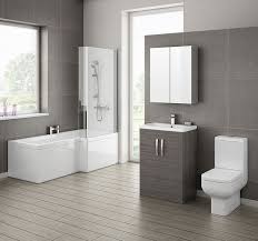 Salle de bain moderne mêlant carrelage gris sur des murs et motif boisé sur d'autres. 1001 Idees Salle De Bain Beige Et Gris Pierre Deviendra Sable