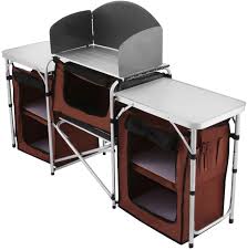 Portable kitchen islands can provide a wide range of features including drop leaves, butcher blocks, towel racks, wine storage, drawers and cabinets. Amazon Com Happybuy Portable Camping Kitchen Table With 3 Storage Organizer Aluminum Windscreen Folding Cooking Table Easy To Clean Outdoor Camp Kitchen For Bbq Party And Picnic Kitchen Dining