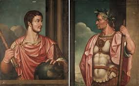 Portrait of julius caesar half length wearing a laurel wreath and holding a baton painting. Titian Portraits Of The Emperors Augustus And Julius Caesar Mutualart