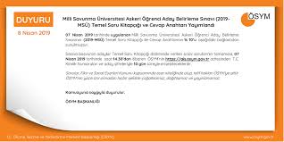 7 nisan 2019 msü soruları ve cevaplarını yukarıdaki linkten ulaşabilirsiniz. Osym A Twitter Milli Savunma Universitesi Askeri Ogrenci Aday Belirleme Sinavi 2019 Msu Temel Soru Kitapcigi Ve Cevap Anahtari Yayimlandi Https T Co U5h6wshbmt Https T Co K0oolahumq