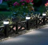 SUNJOY Garden Fence, Metal Garden Border Fence with Solar Lights (5-pack) -  Lattice & Black