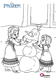 In this coloring page, anna and elsa are making a snowman named olaf. Little Anna And Elsa Coloring Pages Novocom Top