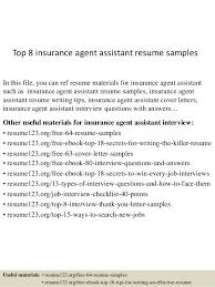 8 insurance agent assistant resume samples