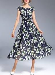 Maybe you would like to learn more about one of these? Floral Cap Sleeve Midi A Line Dress 1207488 Designer Dresses Casual Dresses Chiffon Dress