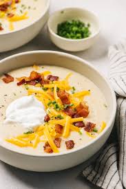 Shredded cheddar cheese, bacon, russet potatoes, cream cheese and 3 more. Loaded Baked Potato Soup Our Salty Kitchen