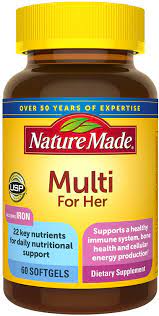 Buy Nature Made Multivitamin For Her Womens Multivitamin For Nutritional Support Brown 60 Softgels 60 Day Supply Online In Indonesia B00gh9i9ro