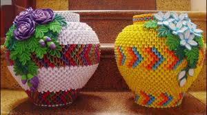 How To Make 3d Origami Flower Vase V6 Como Hacer Florero De Papel Origami Crafts Origami Design Origami And Quilling