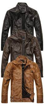 Stand Collar Panel Design Pu Leather Fleece Jacket Mens Outfits Leather Jacket Men Jackets