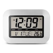 Egundo Sliver Alarm Clock Digital Lcd Screen With Indoor Temperature Snooze Timer Date 12 24 Hour Batte Large Digital Wall Clock Wall Clock Digital Alarm Clock