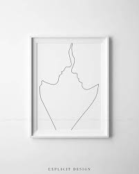 Black And White Profile Pictures Drawing Printable Couple Profile Contours One Line Drawing Print Black And White Artwork Fine Minimal Love Poster Original Minimalist Face Art Drawing Prints Black And White Artwork Line Art Drawings