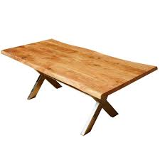My wife suggested to come up with a design and build a functional table considering the floor layout. Industrial Cross Legs Solid Wood Live Edge Dining Table