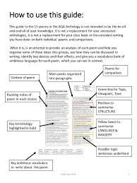 Aqa Poetry Guide Love And Relationships Cluster Poetry Guides Aqa Poetry Anthology Gcse Poems