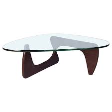 An elegant, sturdy and durable table. W30206082 Triangular Glass Coffee Table Dark Walnut