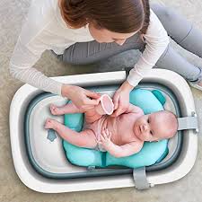 It does float so i attached two large suction cups on the bottom so it sticks to the baby tub. Bewave Baby Inflatable Bathtub Foldable Infant Bath Tub Collapsible Newborn Toddler Bathing With Cushion For 0 2 Years Blue Buy Online In Japan At Desertcart Jp Productid 156727233