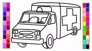 Of course, it's an ambulance, white as milk, and decorated with a red cross! How To Draw Car Coloring Book Ambulance Coloring Pages Drawing For Kids With Colored Pages Youtube