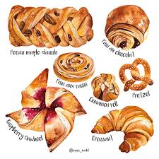 The Breakfast Menu Dessert Illustration Watercolor Food Food Illustration Art