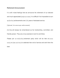 The letter is addressed to the head or chief of the company to request for the retirement before the date; 38 Professional Retirement Announcement Letters Emails á… Templatelab