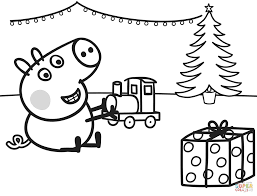 George Plays With Xmas Train Coloring Page Free Printable Coloring Pages Peppa Pig Coloring Pages Peppa Pig Colouring Train Coloring Pages
