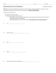 The Intermolecular Forces Worksheet