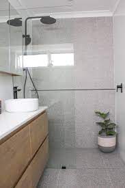 Walk In Shower Ensuite Set Up Terrazzo Tiles Tile Walk In Shower Small Bathroom Renovations Terrazzo Tiles