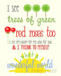 What A Wonderful World Lyrics Kids Wall Art Nursery By Rosyhuesart 12 00 Inspirational Quotes Quotes Words
