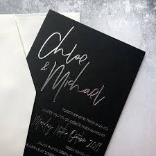 Black With Gold Foil Minimal Luxe Wedding Invitations Stationery And Des Silver Foil Wedding Invitation Foil Wedding Invitations Silver Wedding Invitations