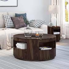 White/acorn medium round marble coffee table. Ladonia Rustic Solid Wood Round Coffee Table