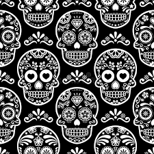 Check spelling or type a new query. Mexican Sugar Skull Seamless Pattern On Black Halloween White Candy Skulls Background Day Of The Dead Celebration Calave Stock Vector Illustration Of Artistic Cool 100327583
