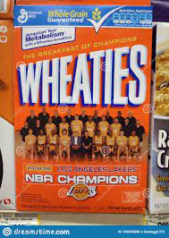 Wo Bleibt Das Frühstück Der Champions La Lakers Nba Champions Box  Redaktionelles Bild - Bild Von Paket, Getreide: 159655690