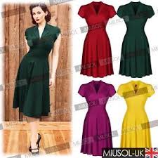 Ladies Vintage Retro 1940s Dress Womens Flared Skater Casual Cocktail Dresses Casual Cocktail Dress Cocktail Dress Party Vintage Outfits