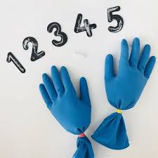 Counting Is Fun Chalkboard Numbers And Stuffed Gloves Infant Activities Playing With Numbers Preschool Kids