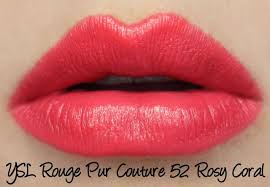 Yves Saint Laurent Rouge Pur Couture 52 Rosy Coral Lani Loves Lipstick Swatches Coral Lipstick Swatch