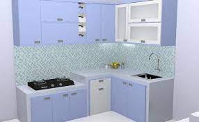Kitchen Set Minimalis Bentuk L Warna Biru Handle Tanam Furniture Semarang Ide Dekorasi Dapur Dapur Rumah Dekorasi Rumah Dapur