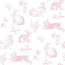 pink bunny toile wallpaper