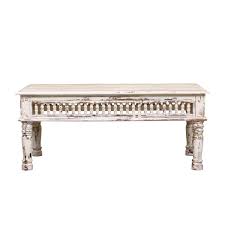 A distressed zinc top completes. Bowlus White Distressed Reclaimed Wood Railing Rustic Coffee Table