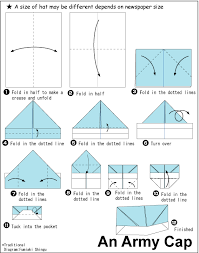 These will be your measuring guides to make the pleated section. Origami Army Cap Paper Hat Paper Hat Diy Origami Hat Instructions