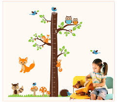 Child Kids Rooms Diy Cartoon Squirrel Measure Height Sticker