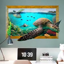Embellishing a wall with stickers or artwork like sea turtle canvas wall art is certainly an additional way to beautify your house surroundings and also customize it for the maximum. 3d Sea Turtle Livingroom Bedroom Animals Floor Home Background Wall Decor Creative Stickers Alexnld Com
