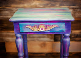 Sold Bohemian Unicorn Table Etsy Painted End Tables Unicorn Spit Purple Furniture