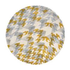 Plus, wool is natural material to incorporate into designer area rugs, insulating and accenting small spaces of your home. Modern Round Rug With A Geometric Pattern Ivory Atlas Round Ochre 160205