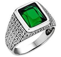 Mens Plain Real 925 Sterling Silver Green Emerald Stone Ring Size 7 8 9 10  11 12