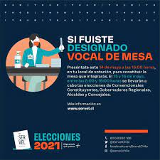En chile, un vocal de mesa es el ciudadano designado por la junta electoral para cumplir la función de recibir los votos que emitan los electores y de realizar el primer escrutinio, entre otras funciones que encomienda la ley 18700. Facebook