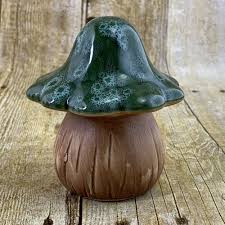 Mushroom Figurine Drip Glaze Ceramic Porcelain Green Brown 4 Inches Ebay In 2020 Glaze Ceramics Figurines Ceramics