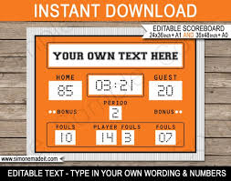 Basketball Scoreboard Printable Backdrop Sign Instant Etsy Basketball Scoreboard Basketball Party Basketball Birthday Parties