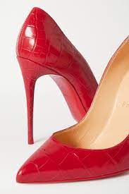 Red Pigalle Follies 100 Croc Effect Leather Pumps Christian Louboutin Net A Porter