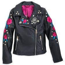 This Faux Leather Biker Jacket Themed To Belle Of Beauty And The Beast Has Embroidered Roses Metal Girls Jacket Leather Jacket For Girls Kids Leather Jackets